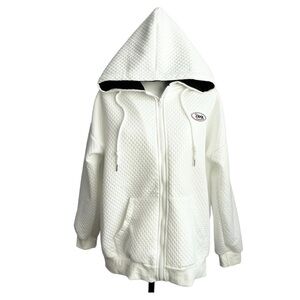 ZRFO White Textured Oversized Hooded Jacket US M